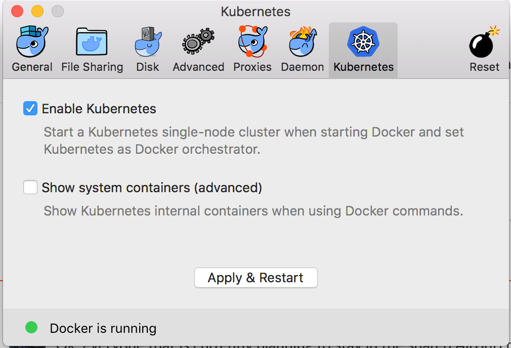 Kubernetes in Docker for Mac
