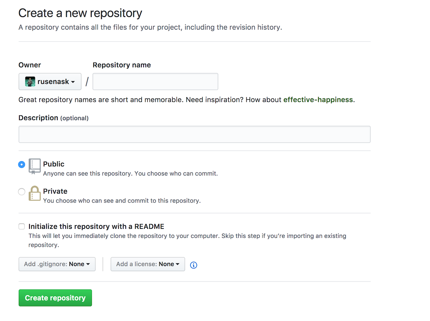 creating new github repo