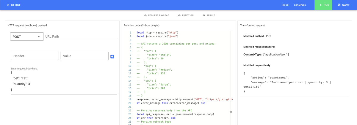 How to make an HTTP call from within the function