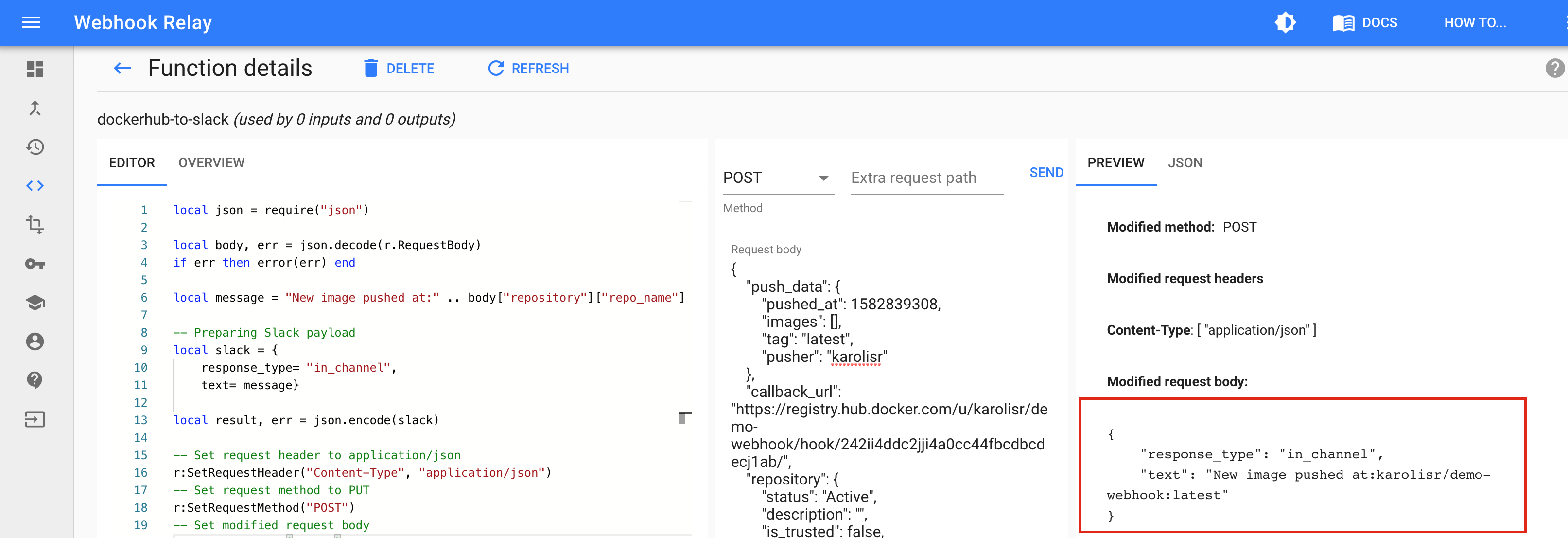 Function invoke example