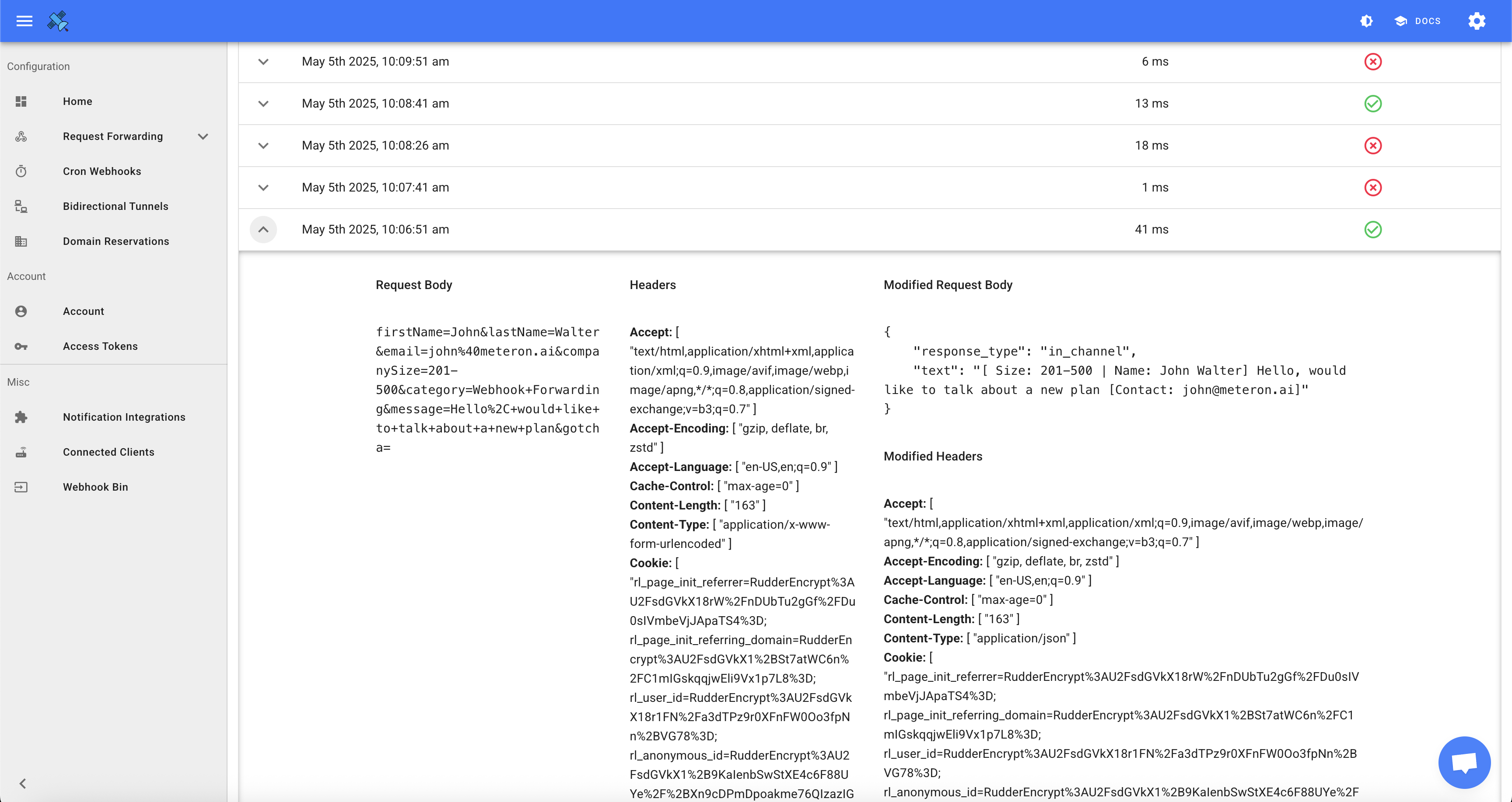 View logs